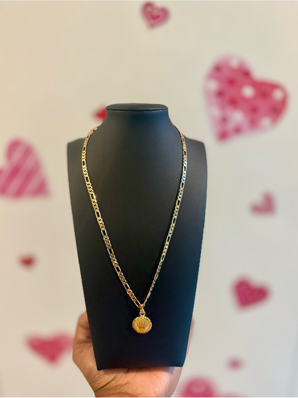 Gold-Tone Figaro Chain Necklace with Shell Pendant - Women Jewelry